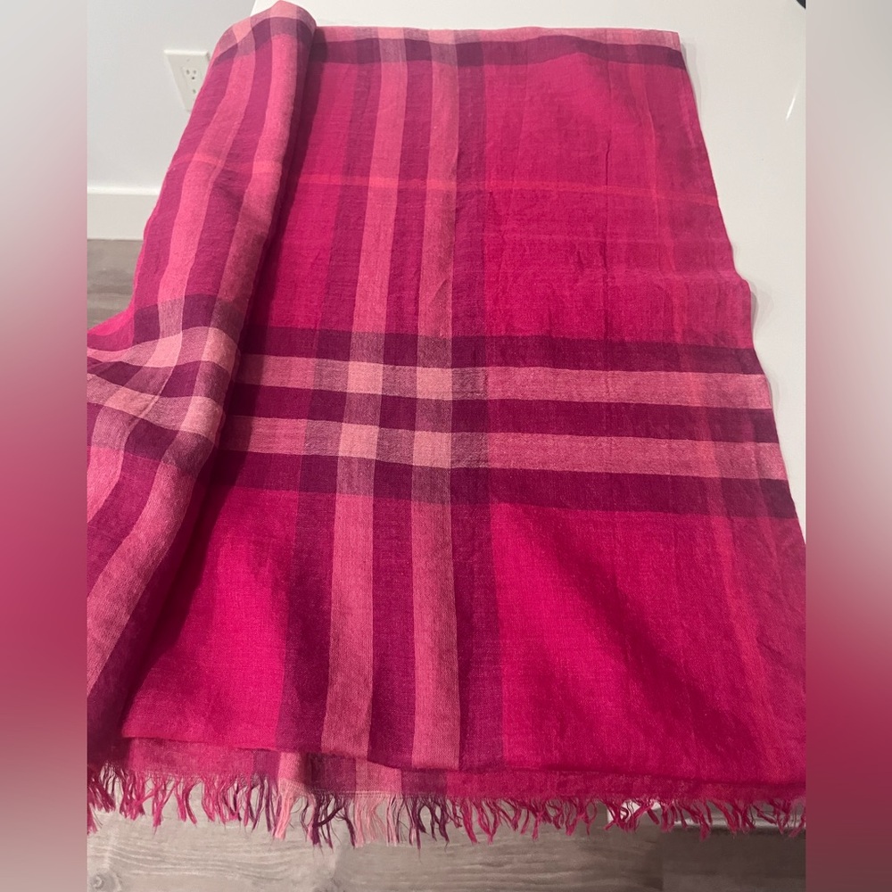 Burberry Pink and Red Plaid Scarf - Picture 2 of 2